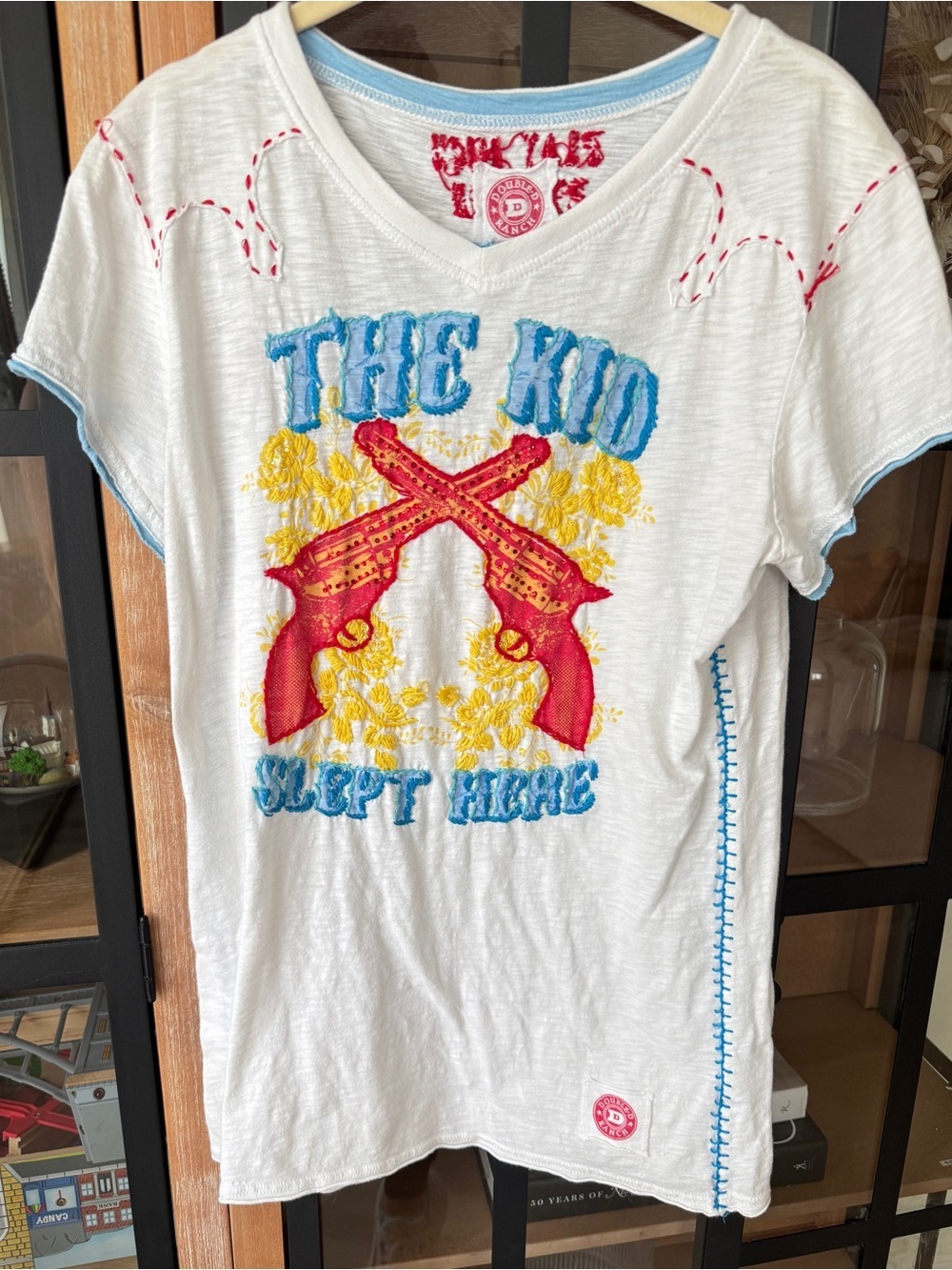 Double D Ranch embroidered tee tshirt the kid slept here western play nice boho